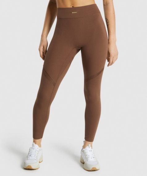 Women's Gymshark Whitney Mesh Leggings Brown | NZ 2BCDZL